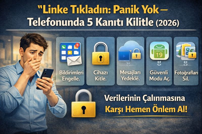 “Linke Tıkladın: Panik Yok — Telefonunda 5 Kanıtı Kilitle (2026)”