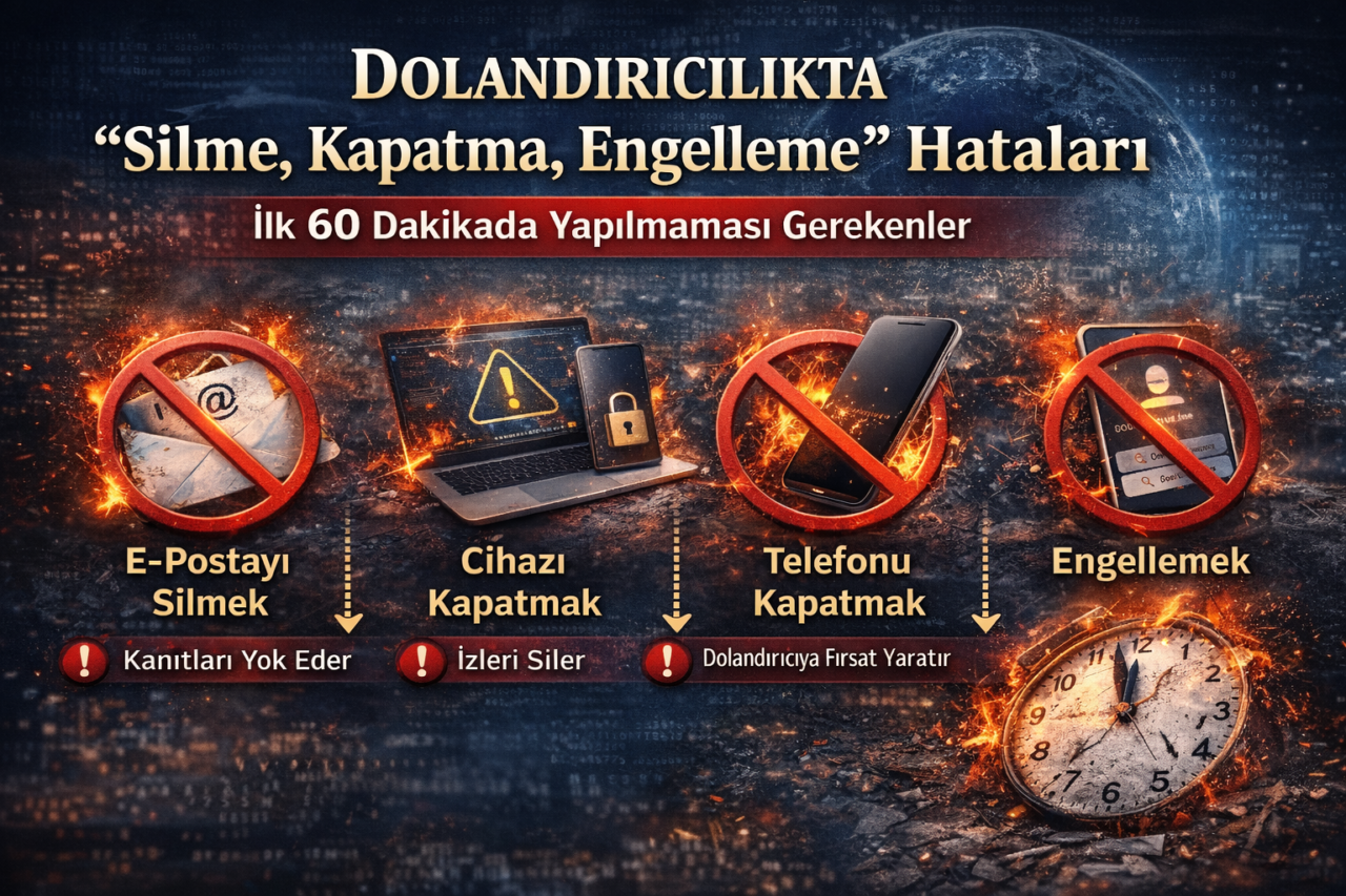 Dolandırıcılıkta “Silme, Kapatma, Engelleme” Hataları: İlk 60 Dakikada Yapılmaması Gerekenler