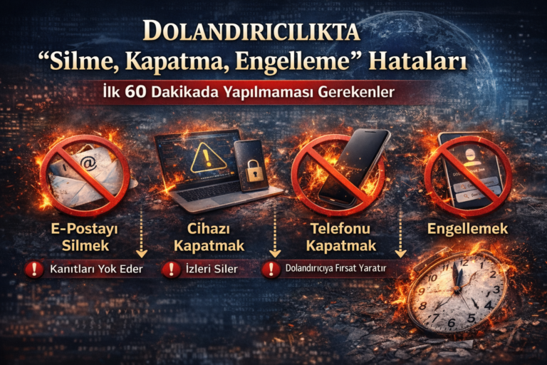 Dolandırıcılıkta “Silme, Kapatma, Engelleme” Hataları: İlk 60 Dakikada Yapılmaması Gerekenler